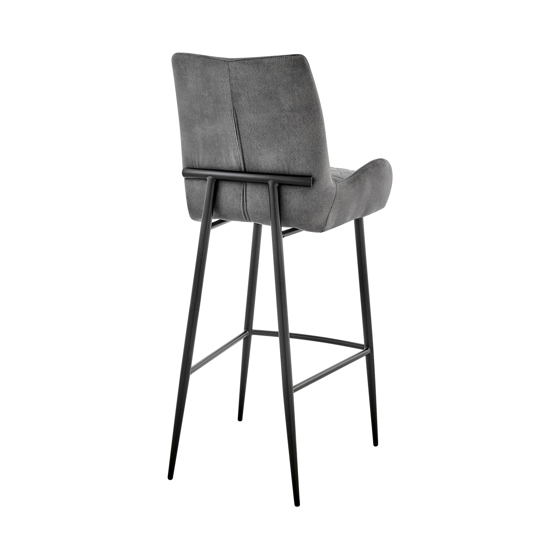 26" Charcoal And Black Iron Counter Height Bar Chair-4