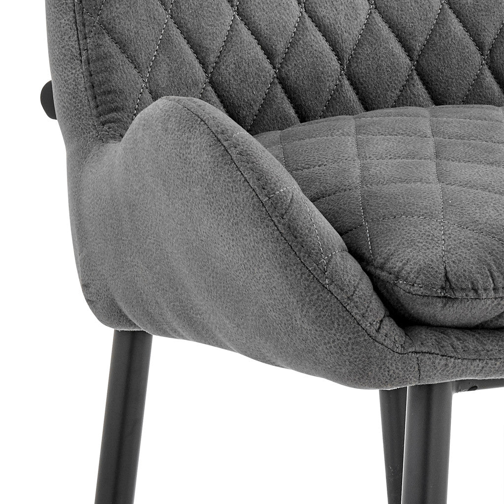 26" Charcoal And Black Iron Counter Height Bar Chair-8