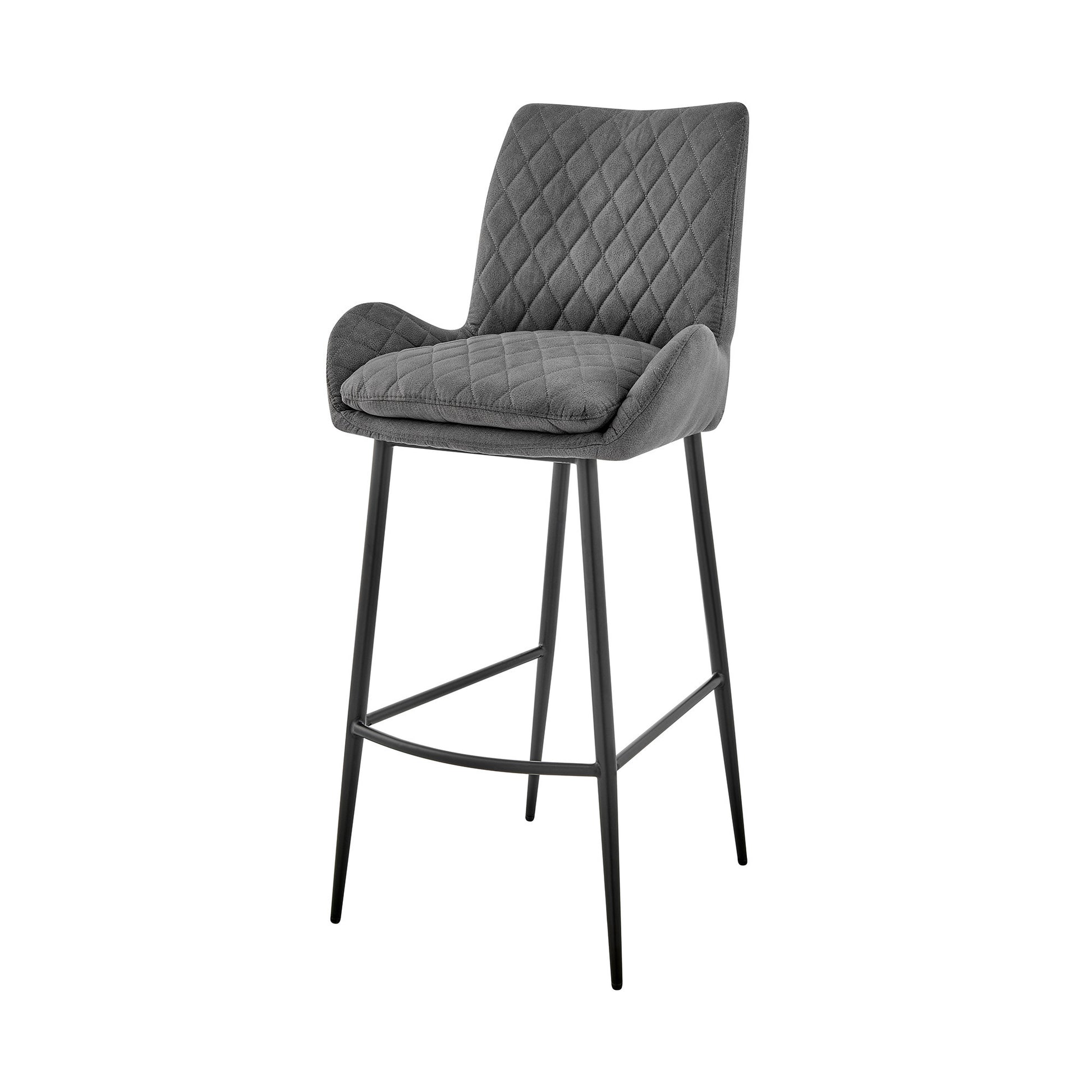 26" Charcoal And Black Iron Counter Height Bar Chair-6