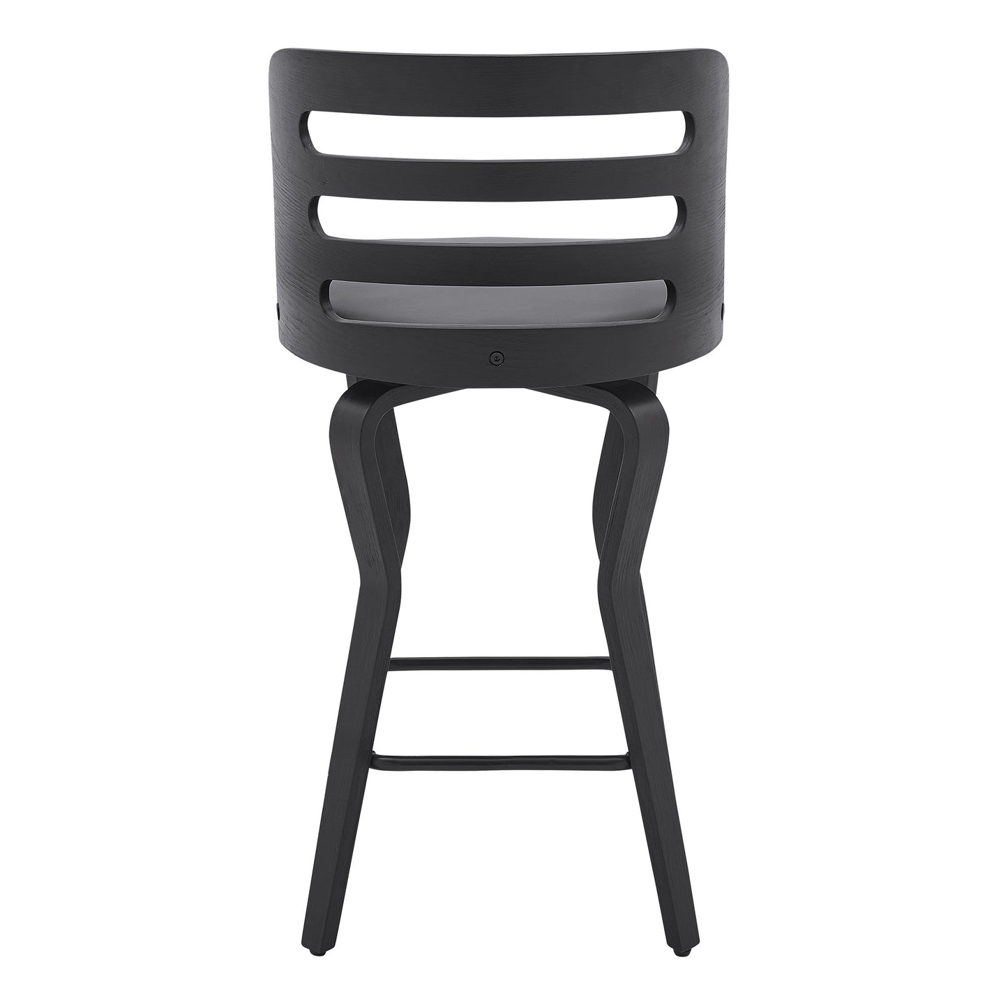 25" Gray And Black Faux Leather And Iron Swivel Low Back Counter Height Bar Chair-5