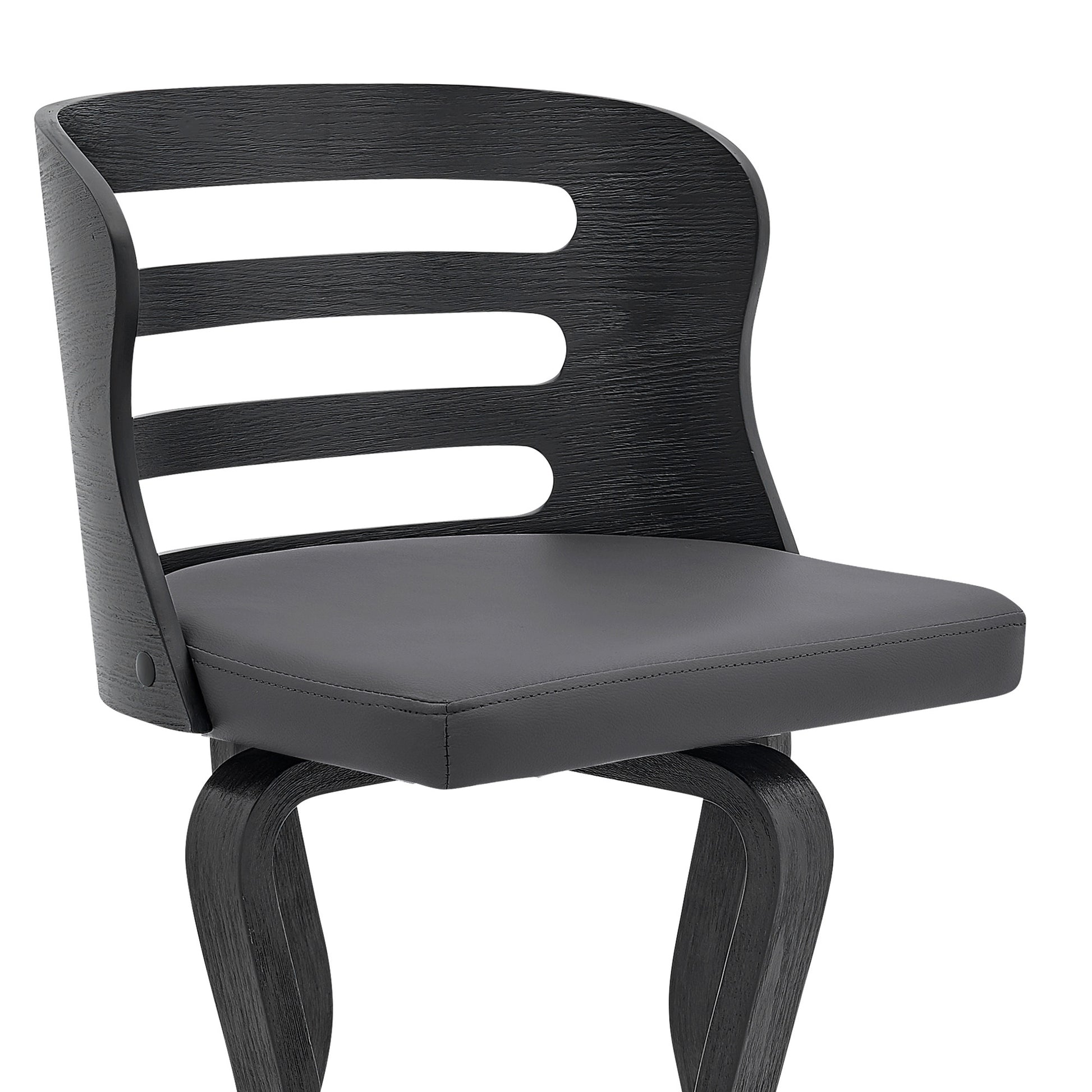 25" Gray And Black Faux Leather And Iron Swivel Low Back Counter Height Bar Chair-6