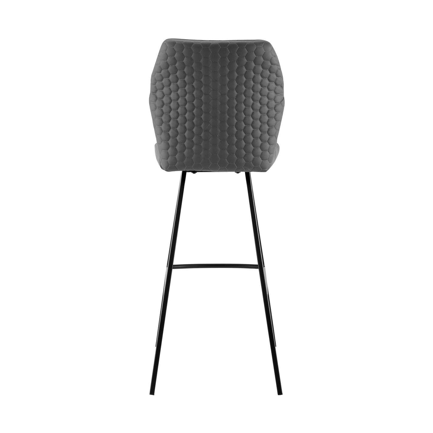 26" Gray And Black Faux Leather And Iron Counter Height Bar Chair-5