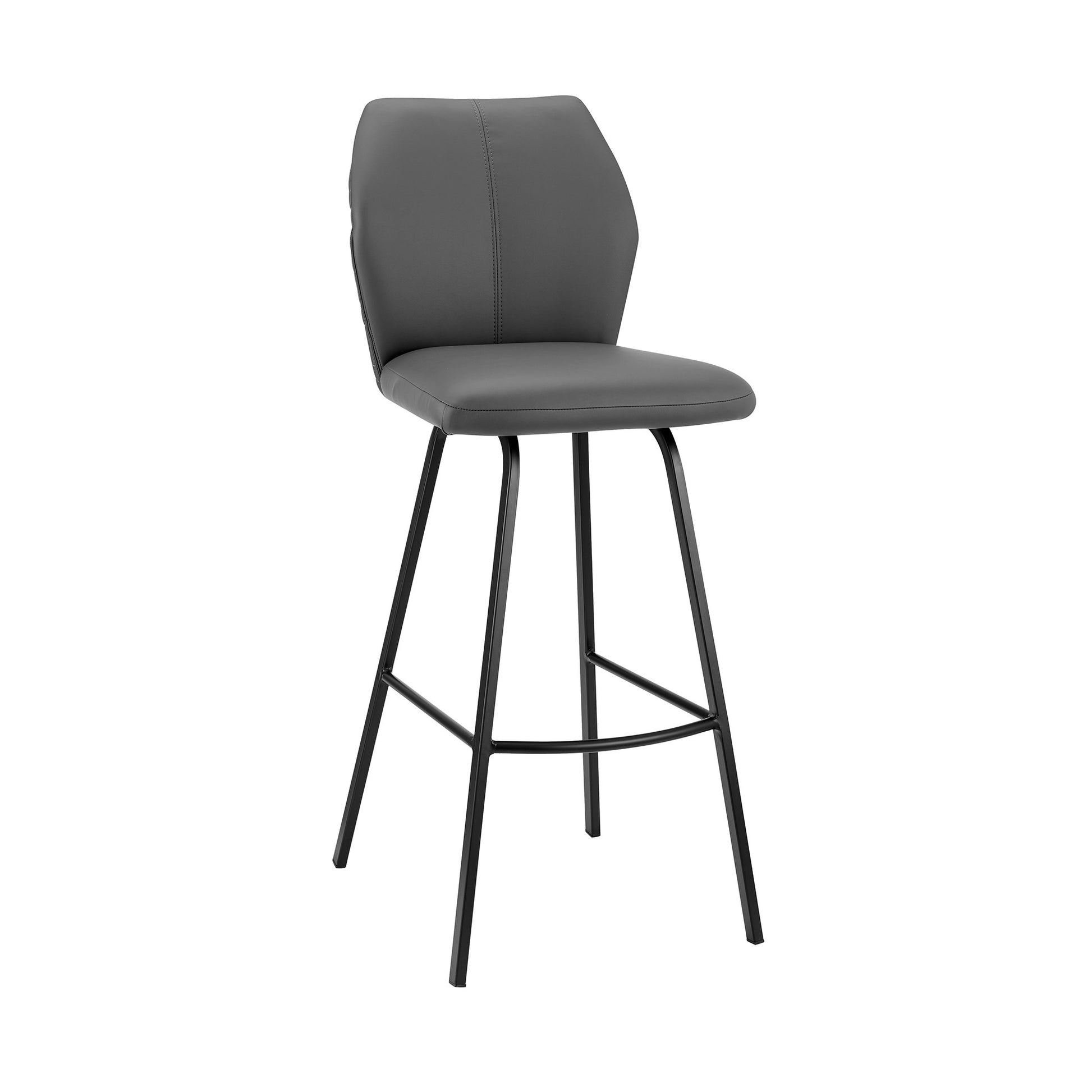 26" Gray And Black Faux Leather And Iron Counter Height Bar Chair-0