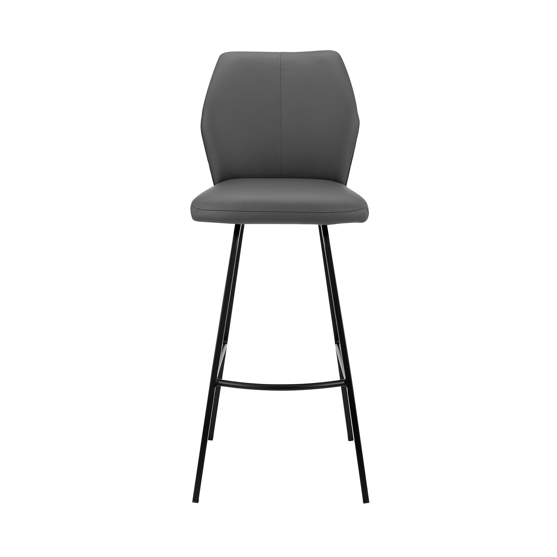 26" Gray And Black Faux Leather And Iron Counter Height Bar Chair-2