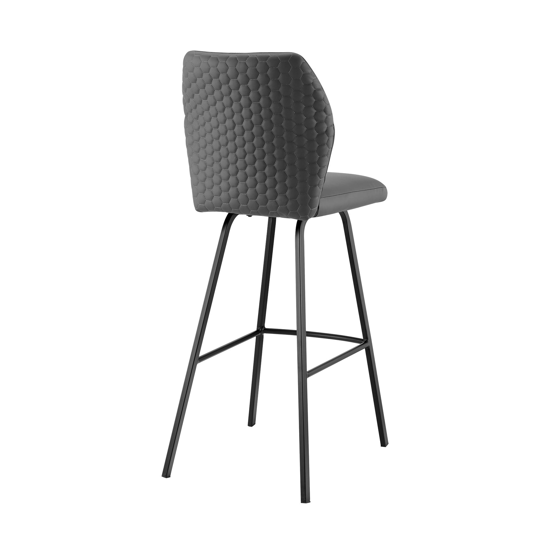 26" Gray And Black Faux Leather And Iron Counter Height Bar Chair-4