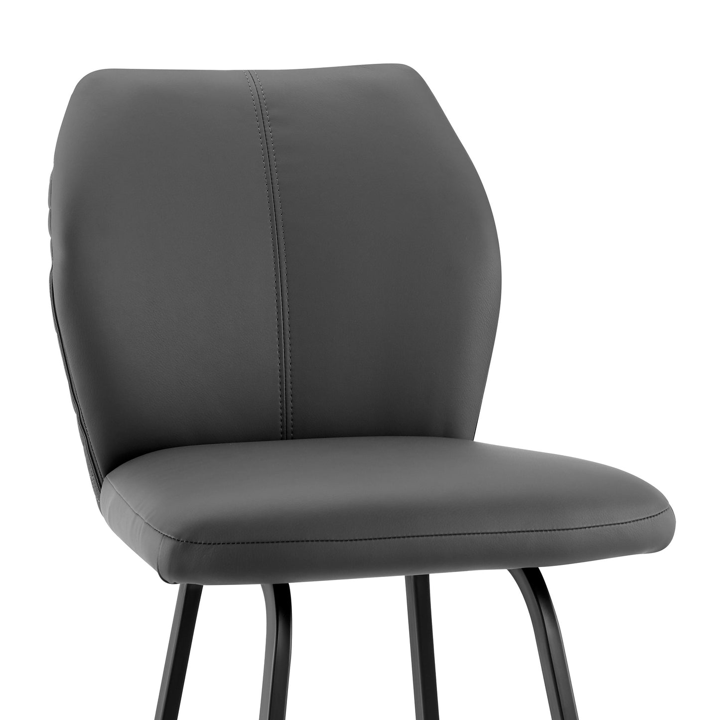26" Gray And Black Faux Leather And Iron Counter Height Bar Chair-6