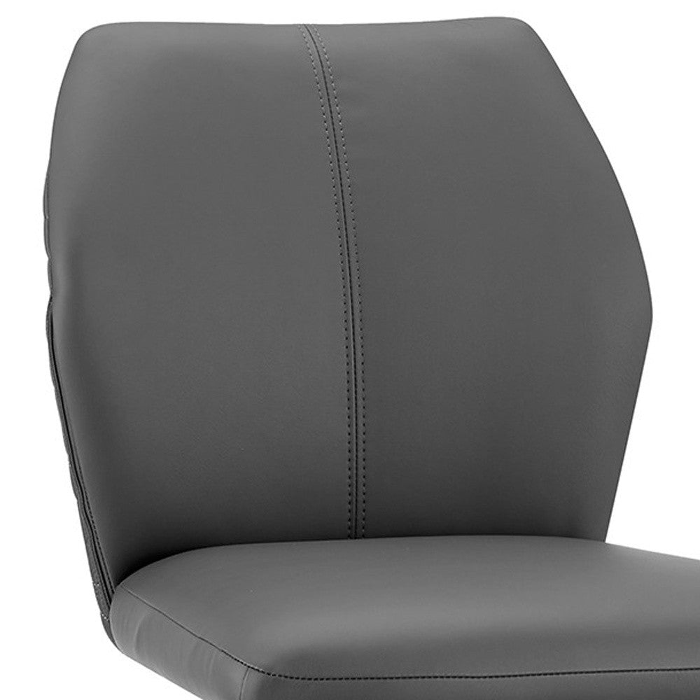 26" Gray And Black Faux Leather And Iron Counter Height Bar Chair-7