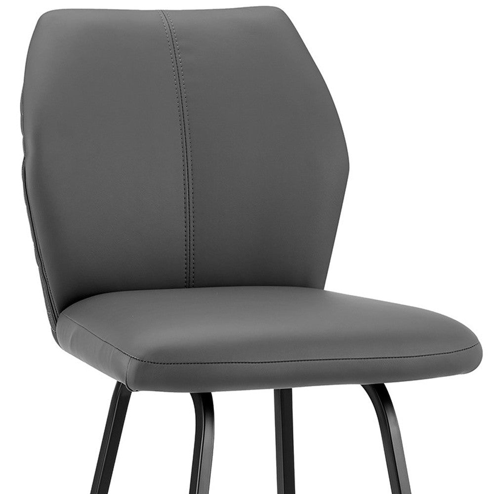 26" Gray And Black Faux Leather And Iron Counter Height Bar Chair-8