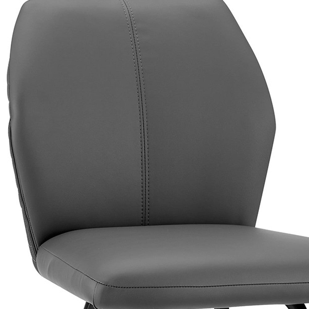 30" Gray And Black Faux Leather And Iron Bar Height Bar Chair-7