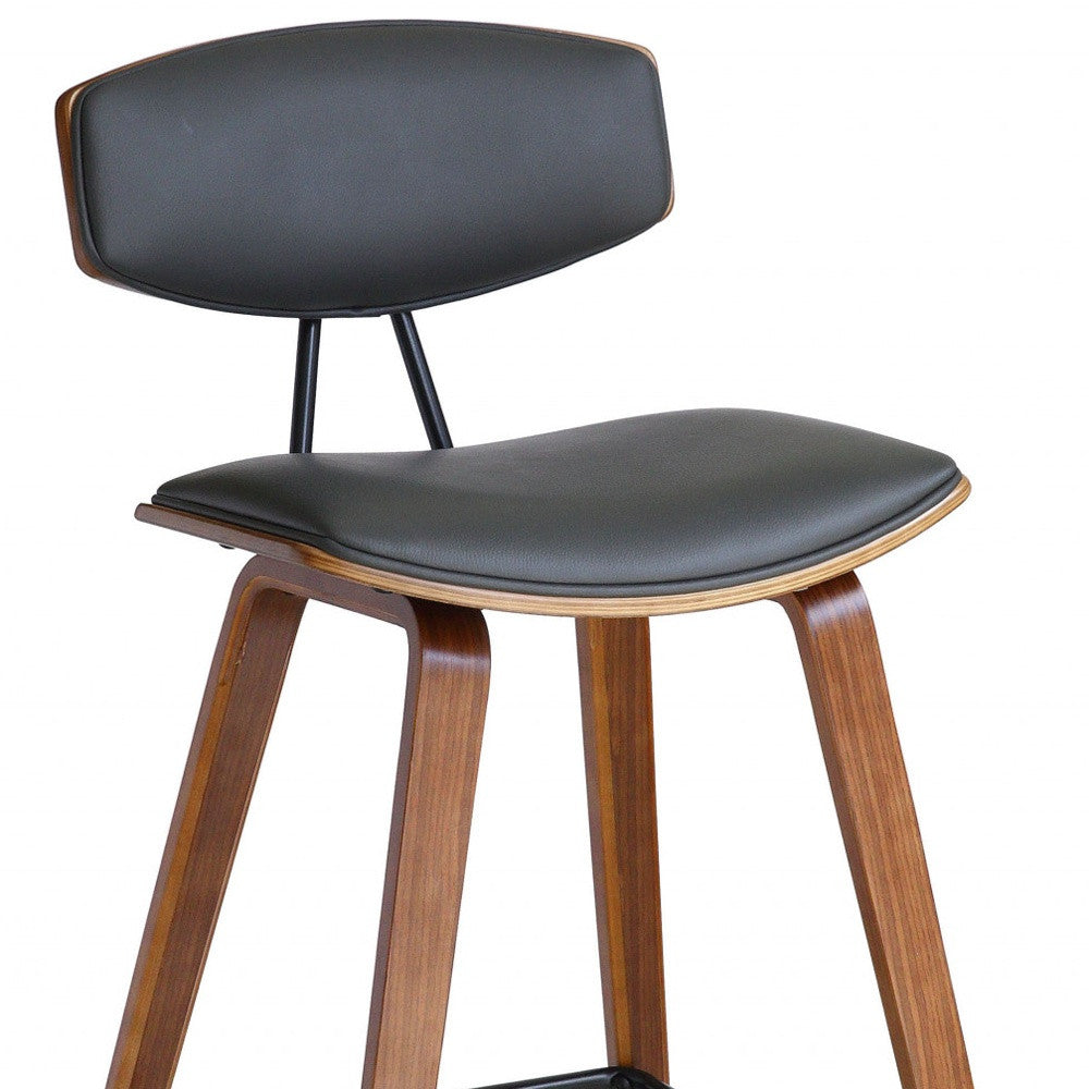 26" Gray and Brown Fabric and Iron Low Back Counter Height Bar Chair-6