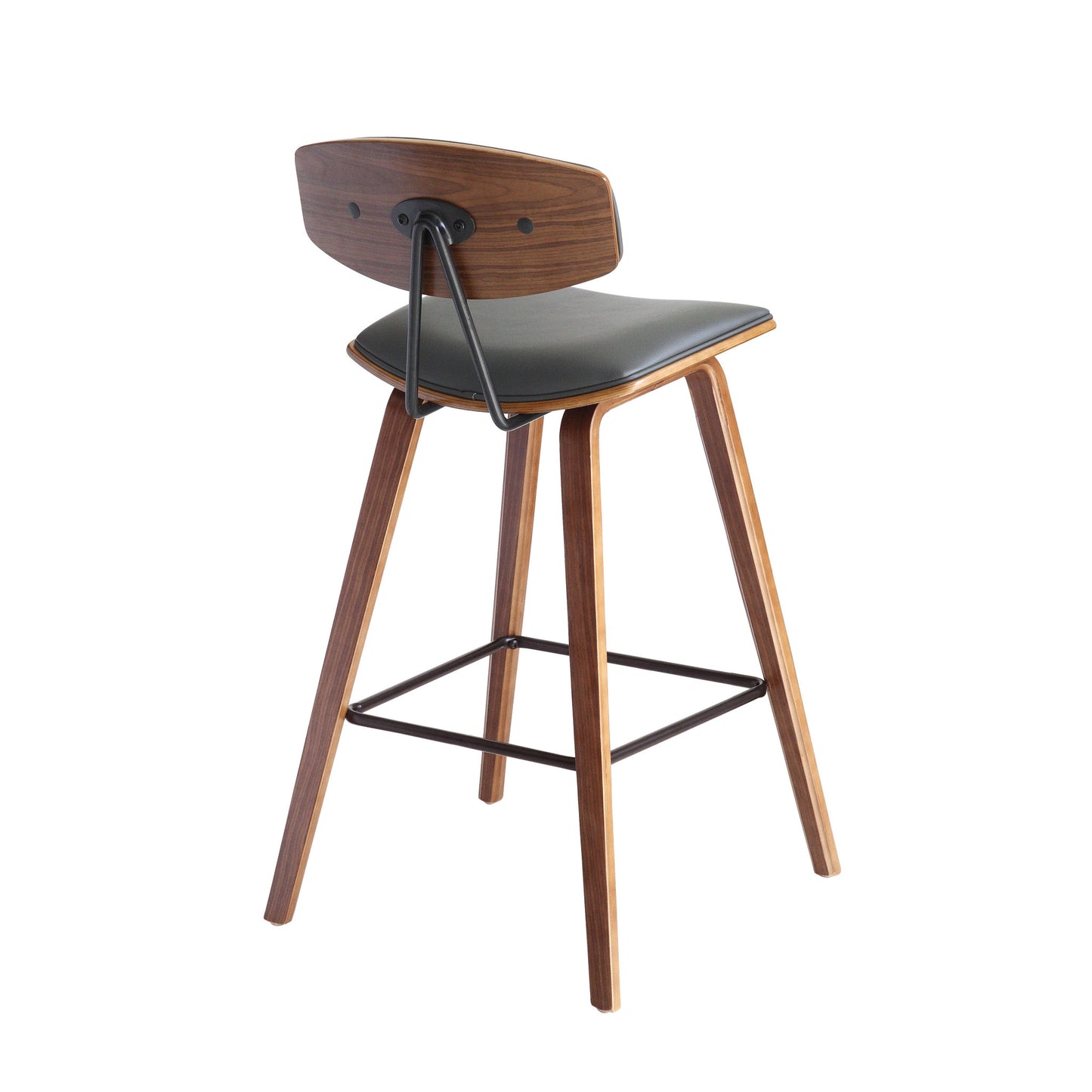 26" Gray and Brown Fabric and Iron Low Back Counter Height Bar Chair-4