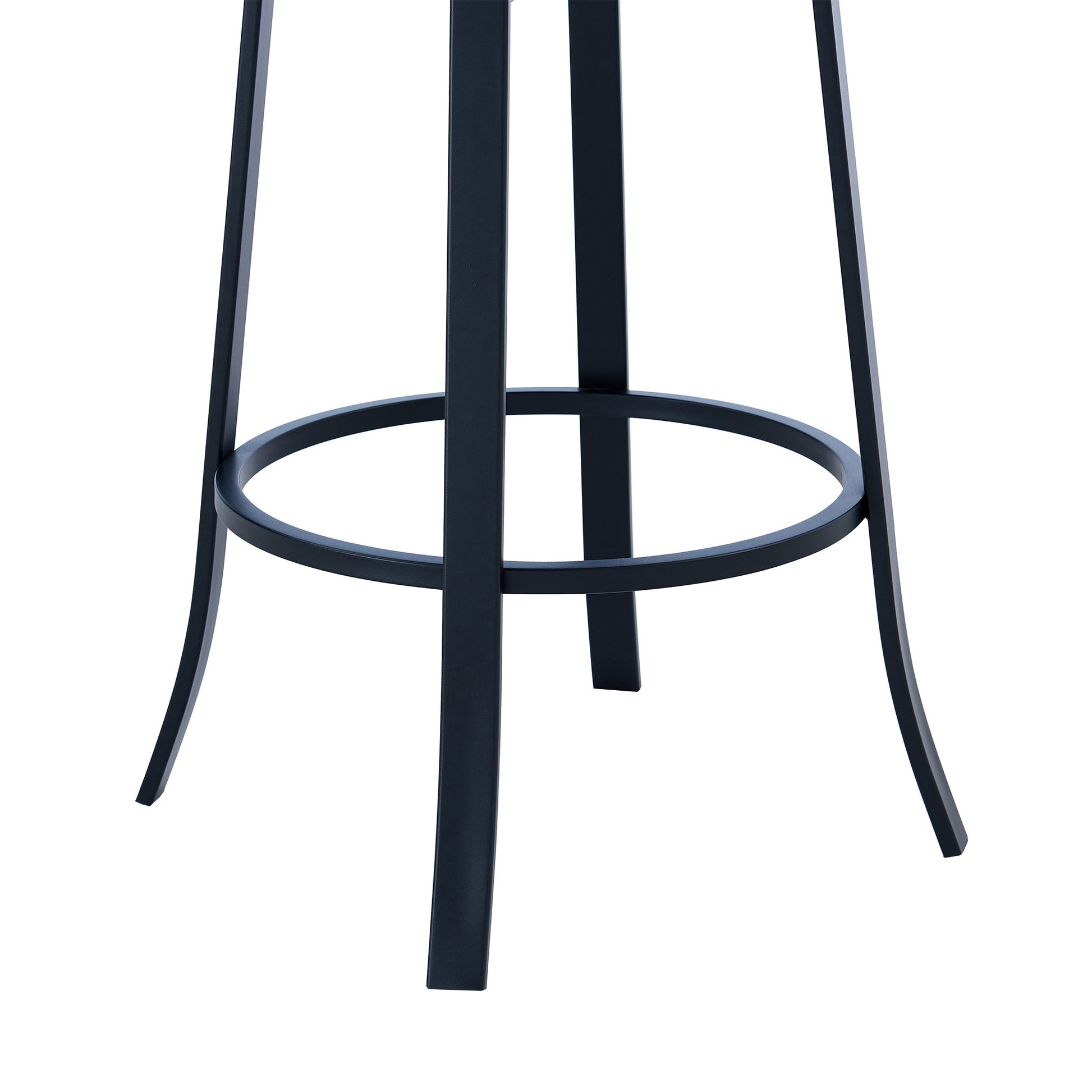 26" Gray And Black Faux Leather And Iron Swivel Counter Height Bar Chair-6