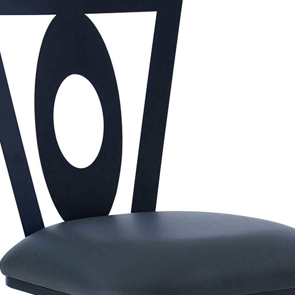26" Gray And Black Faux Leather And Iron Swivel Counter Height Bar Chair-7