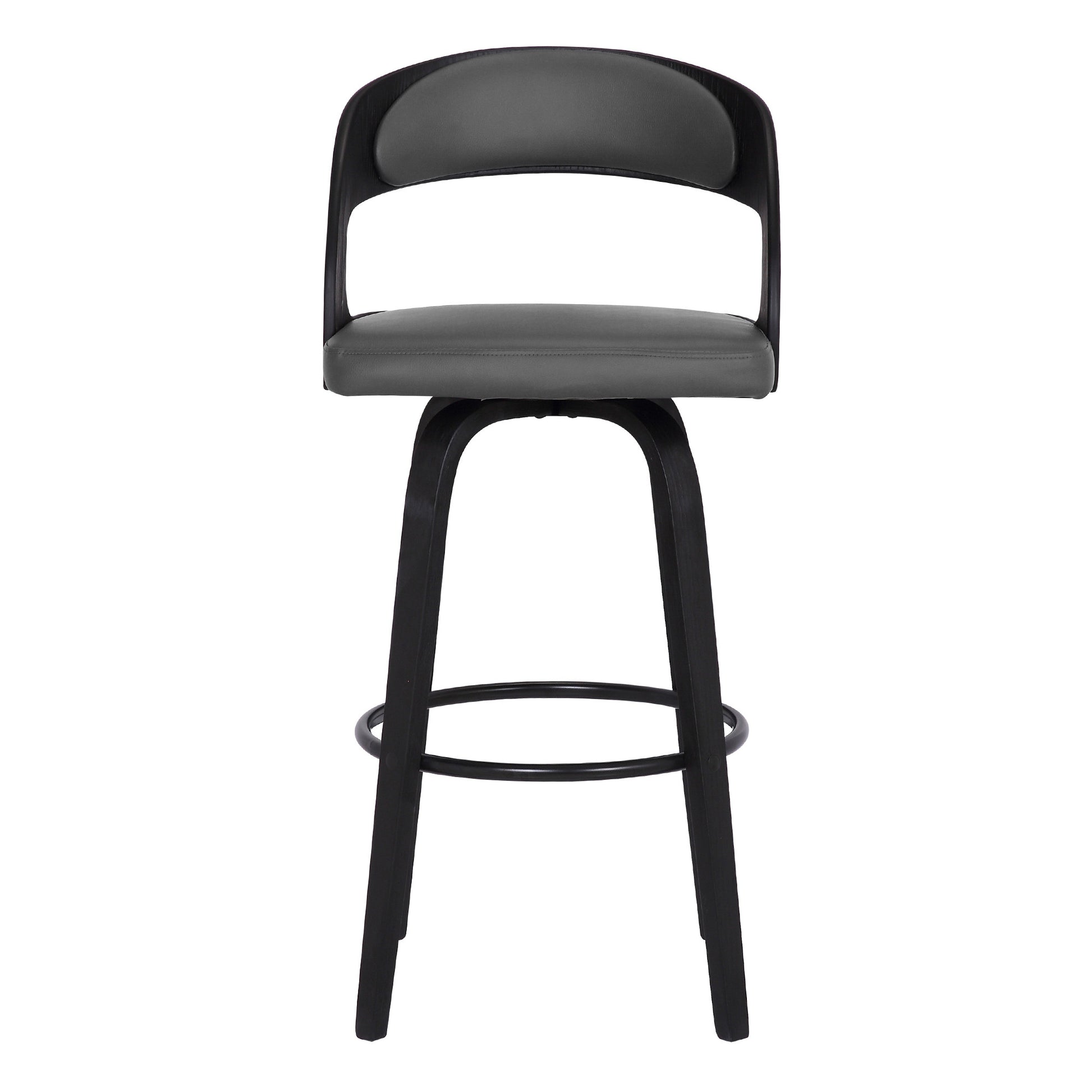 30" Gray And Black Iron Swivel Low Back Bar Height Bar Chair-2