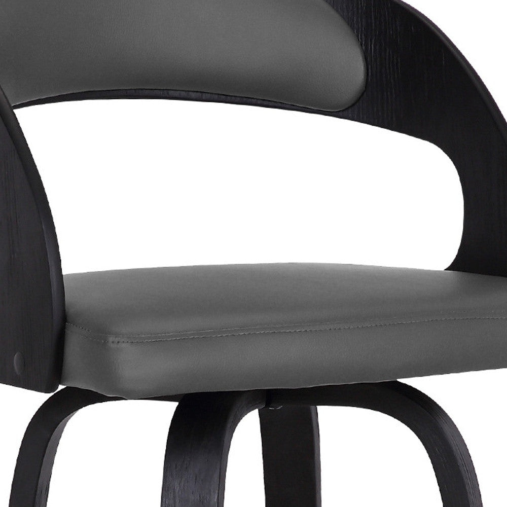 30" Gray And Black Iron Swivel Low Back Bar Height Bar Chair-7