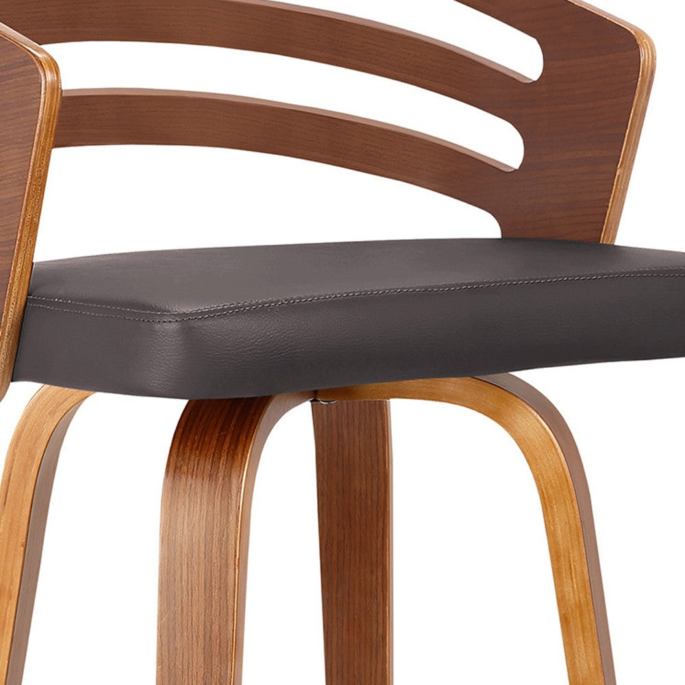 26" Brown Iron Swivel Low Back Counter Height Bar Chair-8