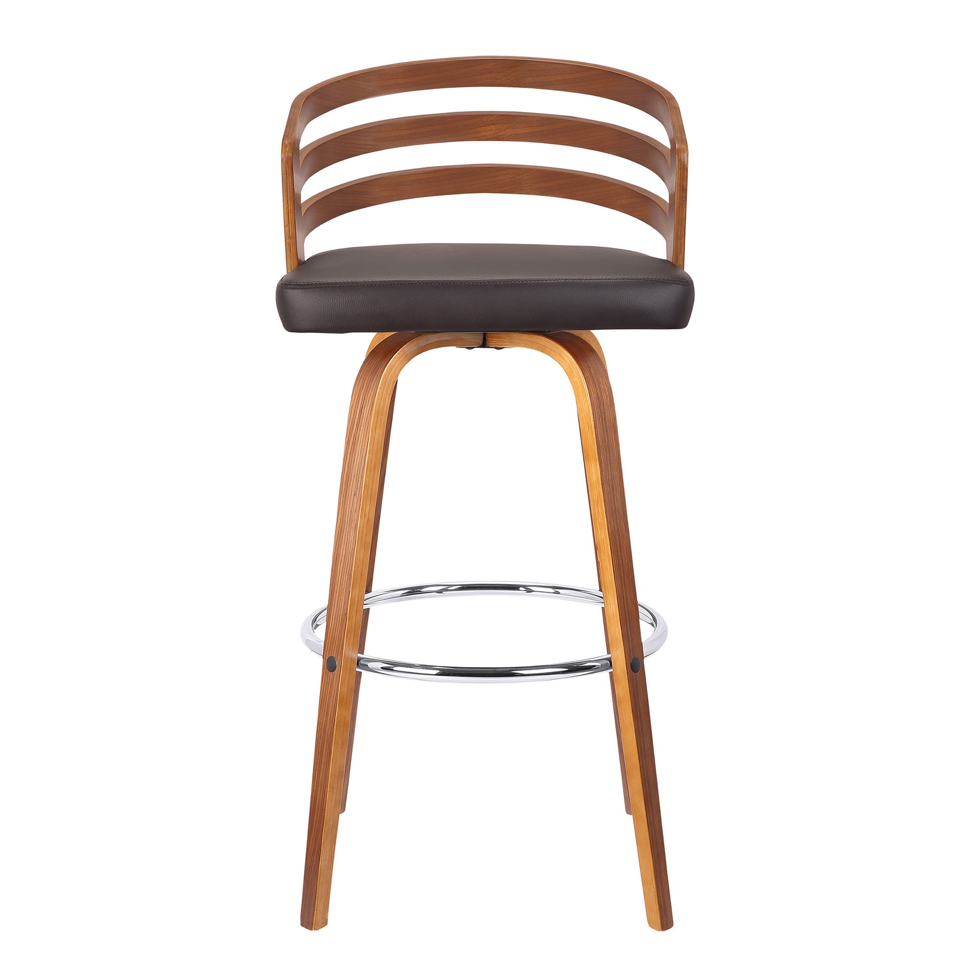 26" Brown Iron Swivel Low Back Counter Height Bar Chair-2