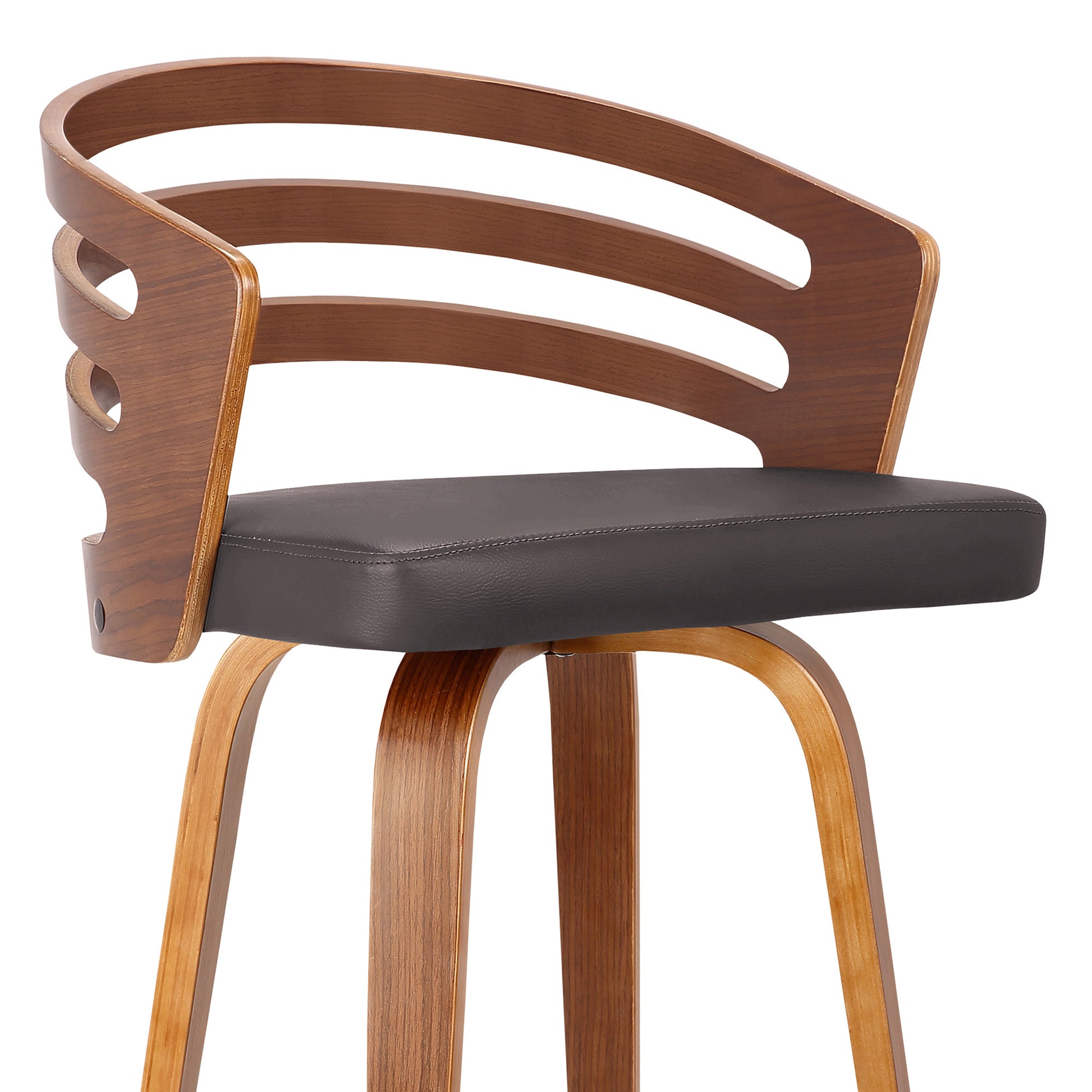26" Brown Iron Swivel Low Back Counter Height Bar Chair-4