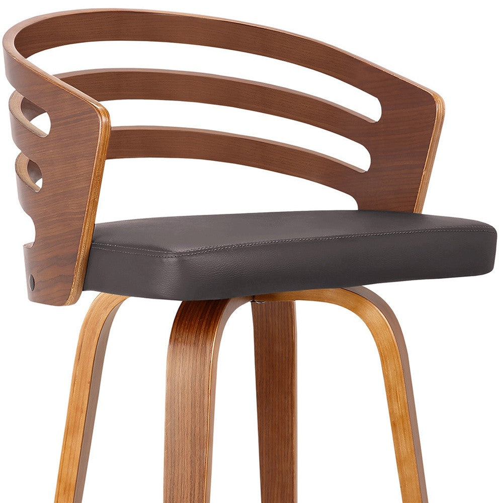 26" Brown Iron Swivel Low Back Counter Height Bar Chair-7