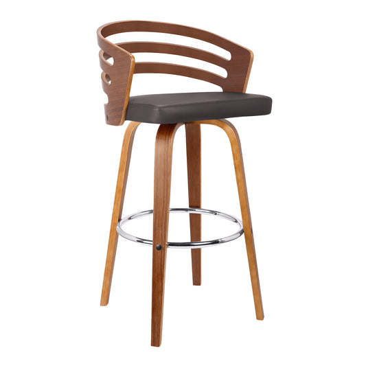 26" Brown Iron Swivel Low Back Counter Height Bar Chair-1