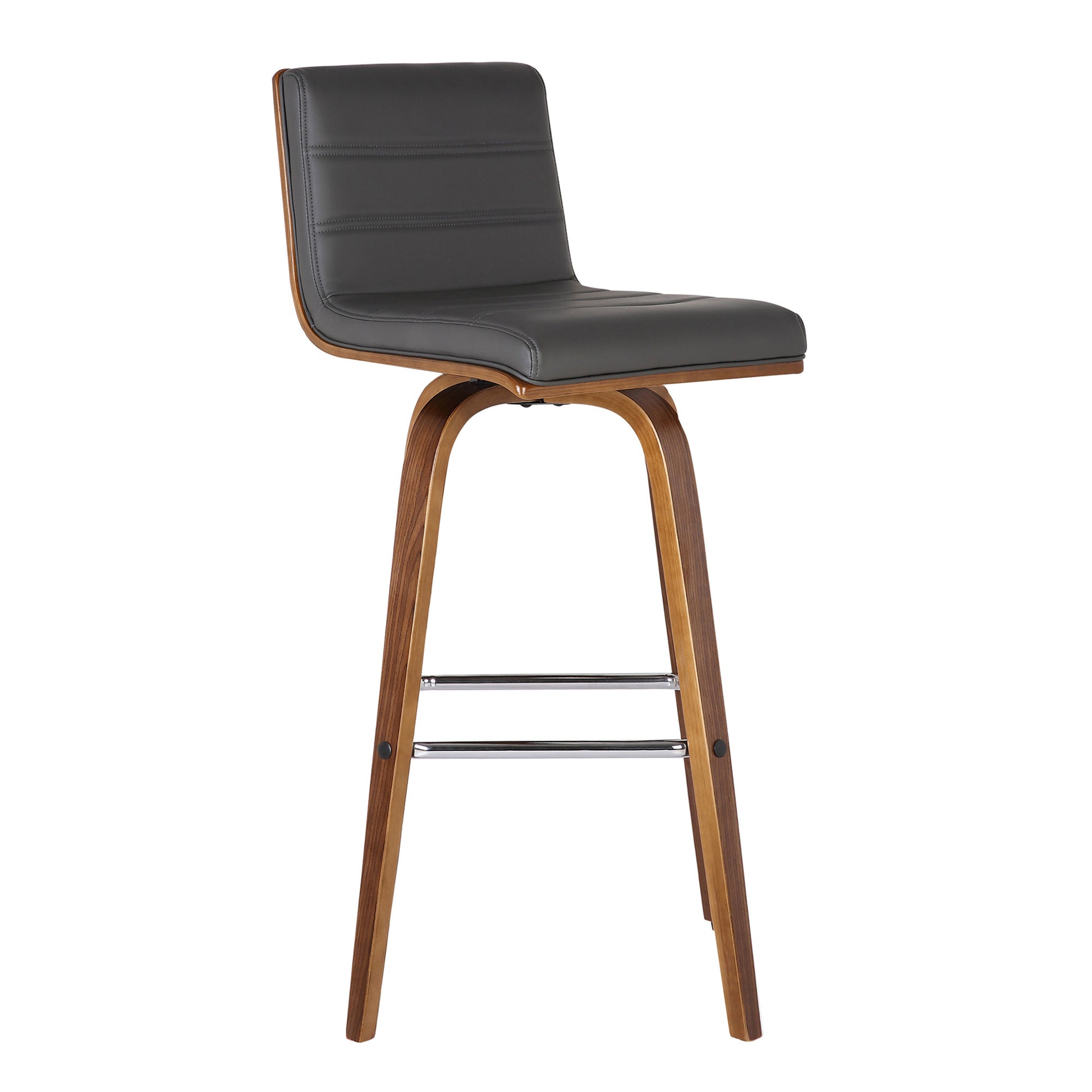 26" Gray and Brown Fabric and Solid Wood Low Back Counter Height Swivel Bar Chair-2