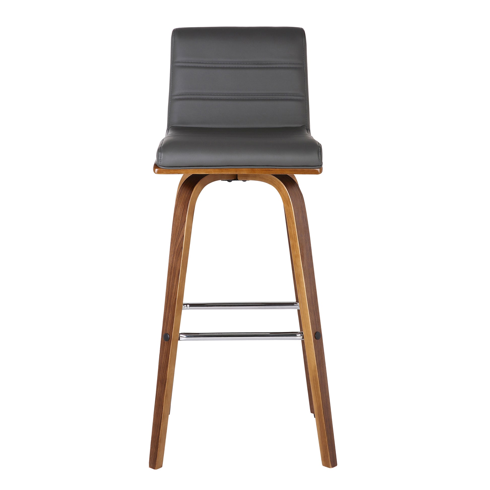 26" Gray and Brown Fabric and Solid Wood Low Back Counter Height Swivel Bar Chair-1