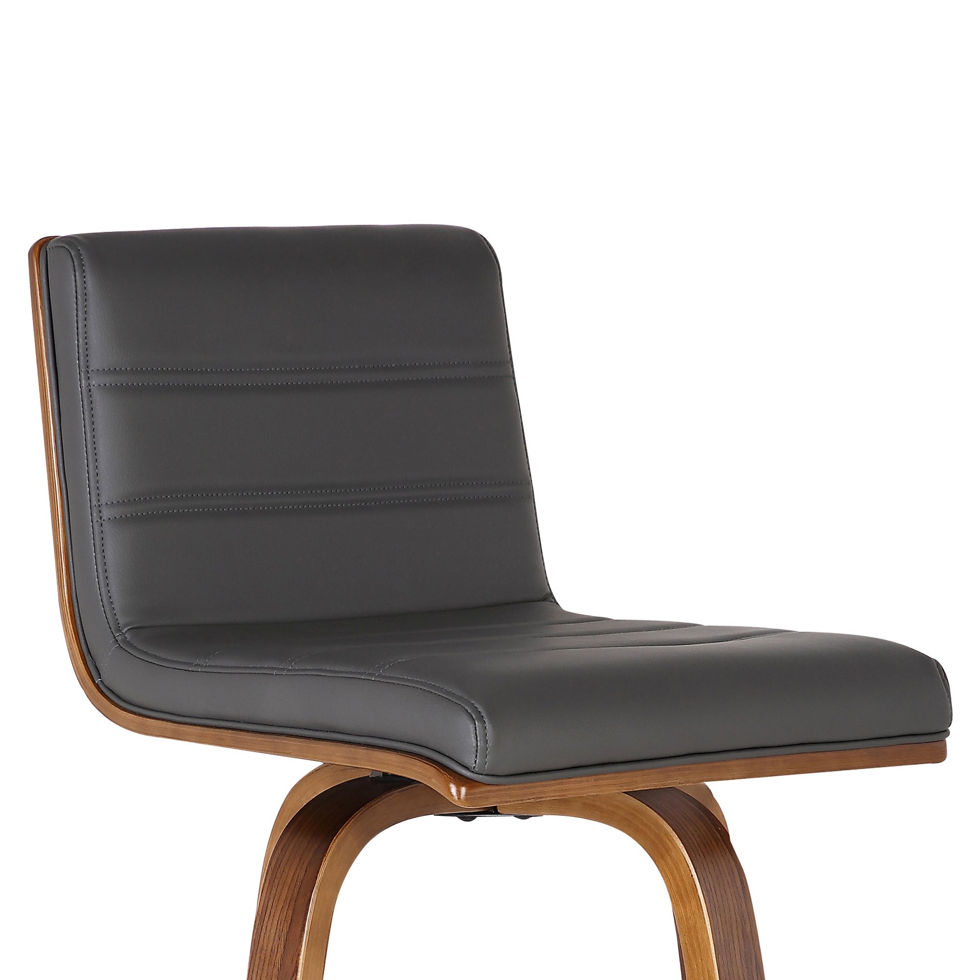 26" Gray and Brown Fabric and Solid Wood Low Back Counter Height Swivel Bar Chair-6