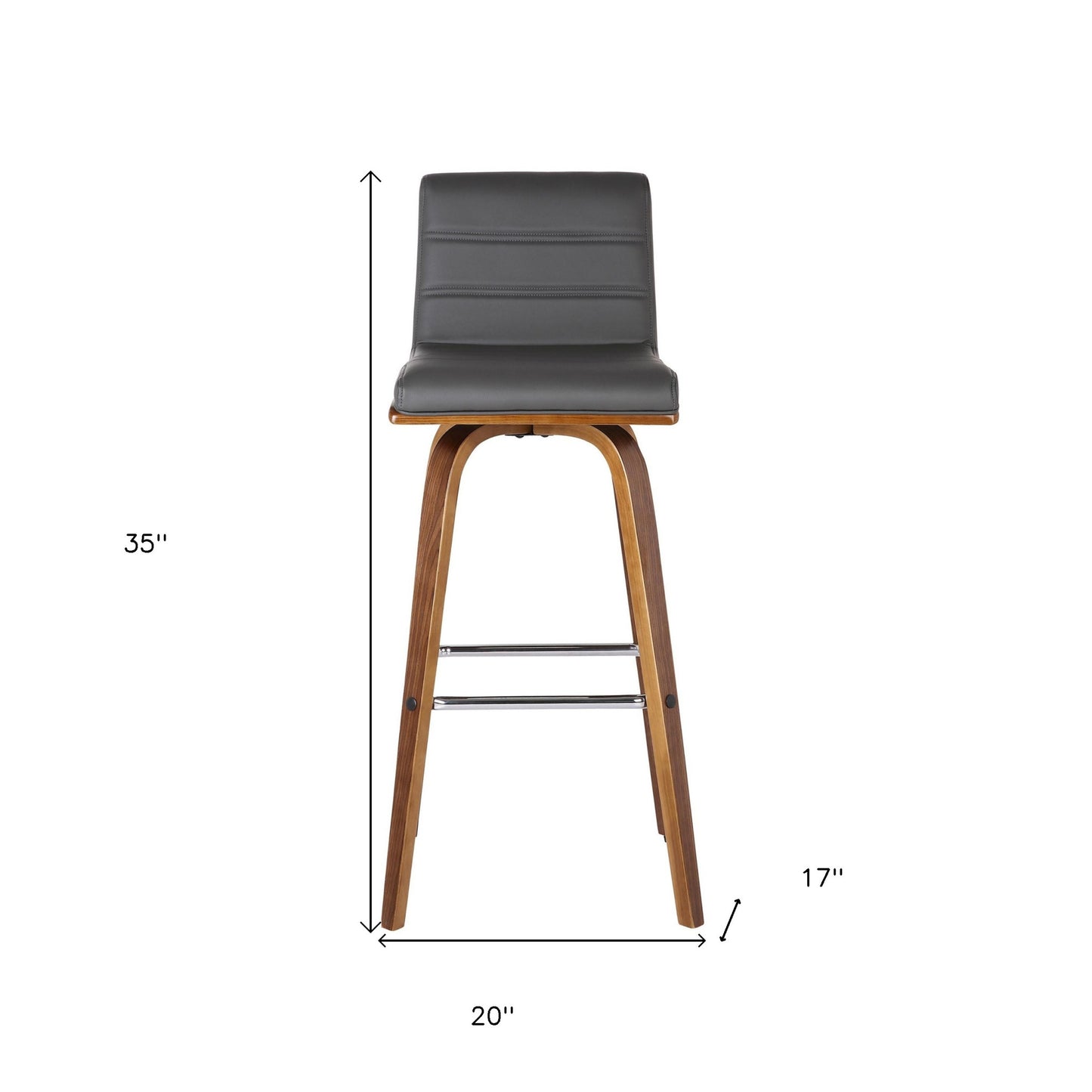 26" Gray and Brown Fabric and Solid Wood Low Back Counter Height Swivel Bar Chair-8