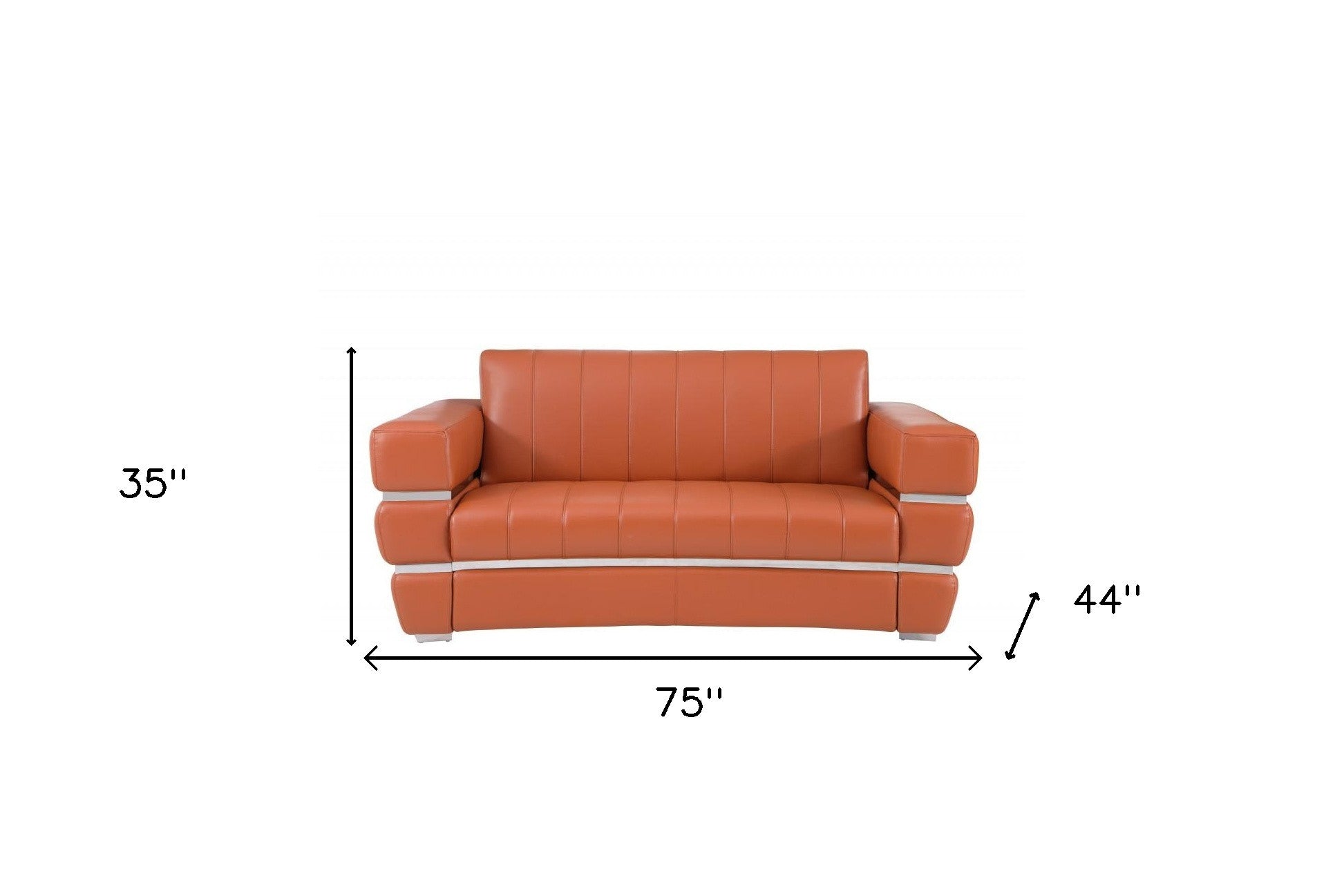 75" Camel And Silver Italian Leather Loveseat-6
