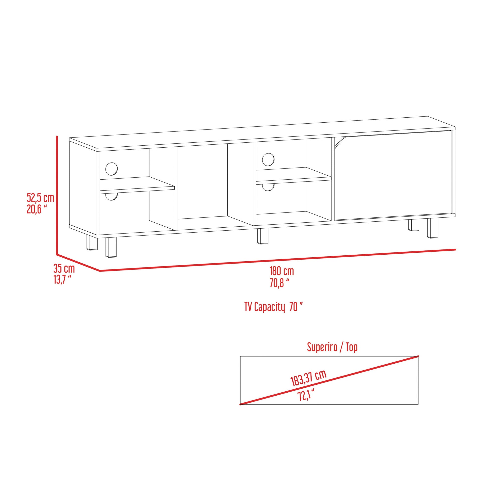 71" Natural Wood Enclosed and Open Storage TV Stand-6