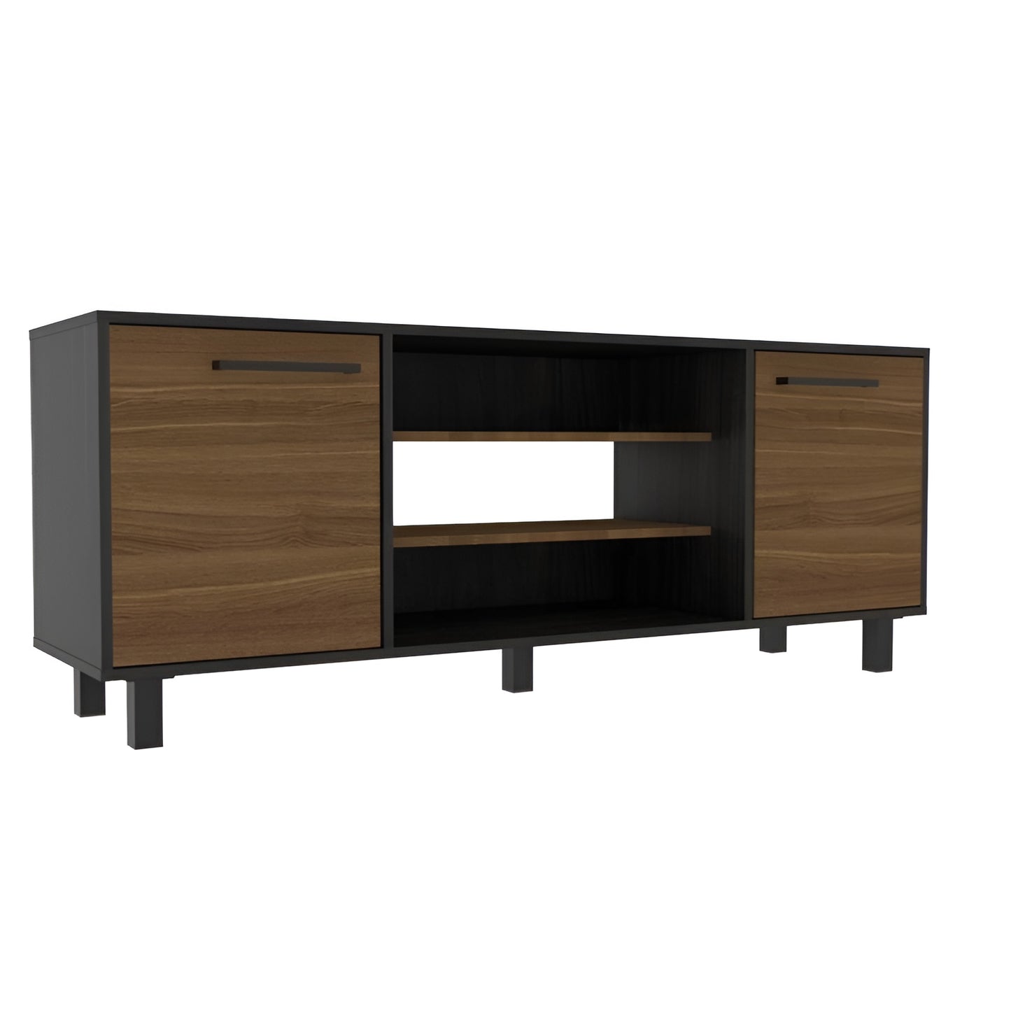59" Black And Brown Wood TV Stand-3