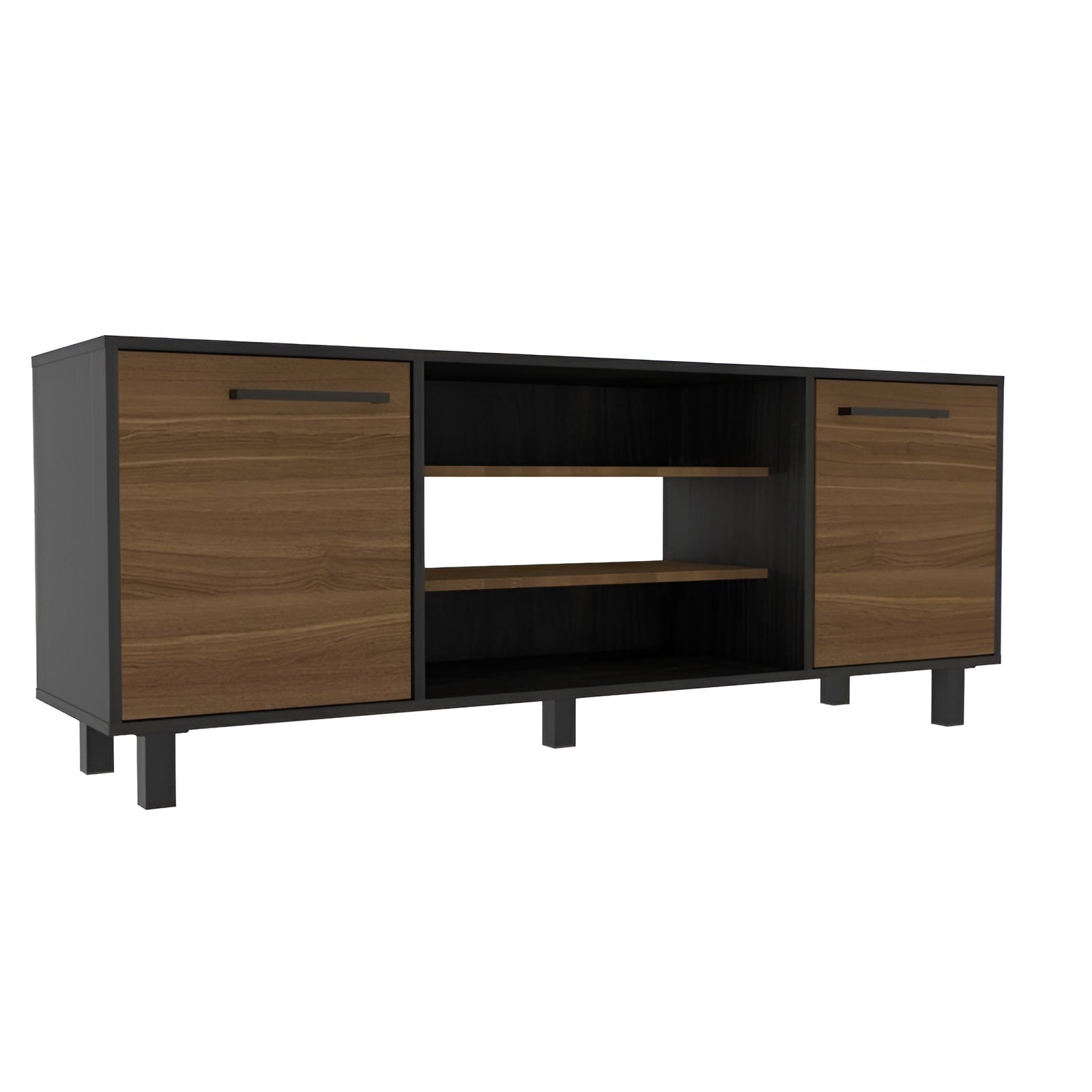 59" Black And Brown Wood TV Stand-3