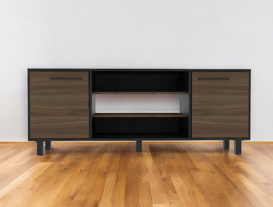 59" Black And Brown Wood TV Stand-1