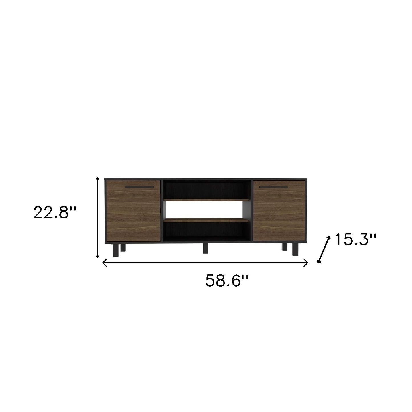 59" Black And Brown Wood TV Stand-6