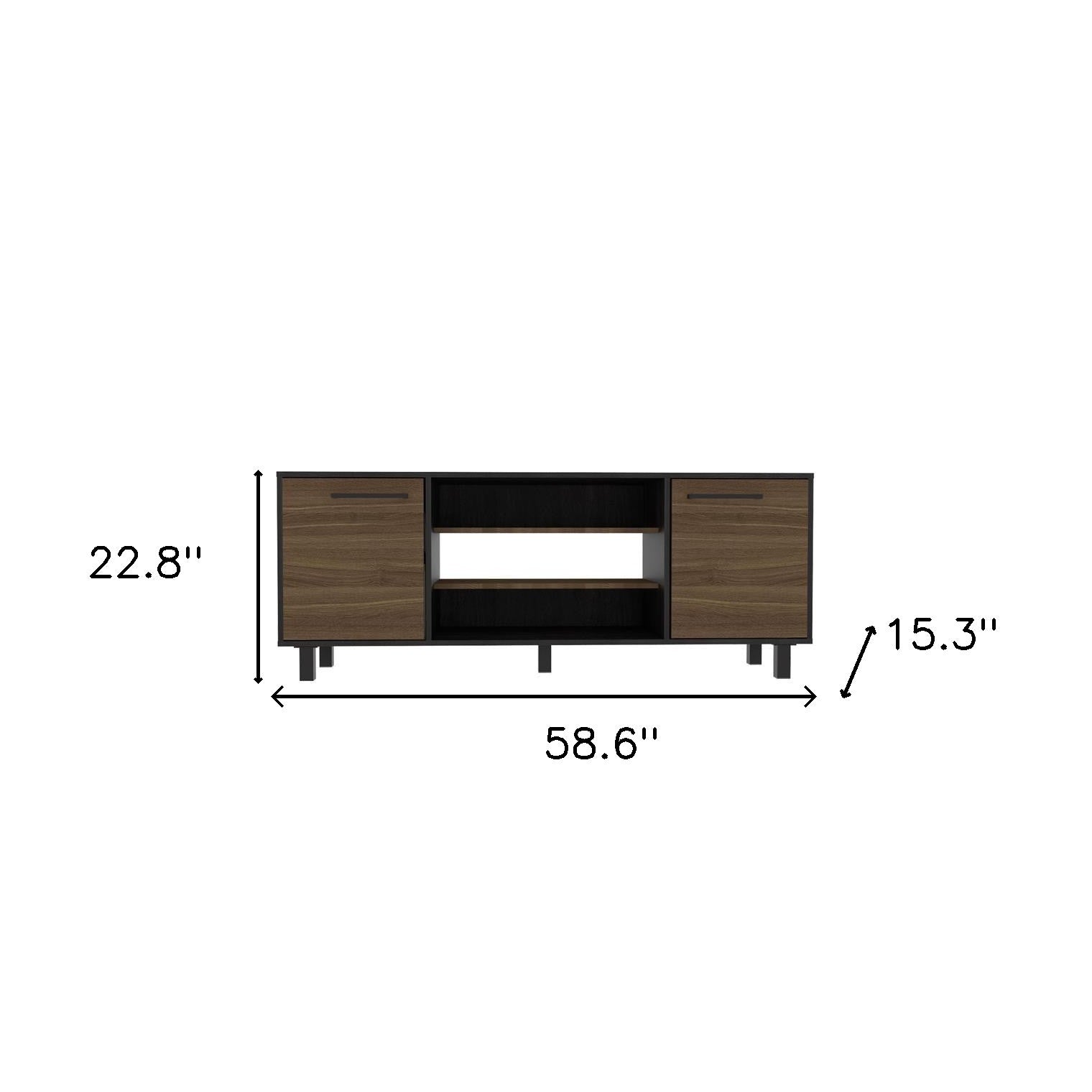59" Black And Brown Wood TV Stand-6