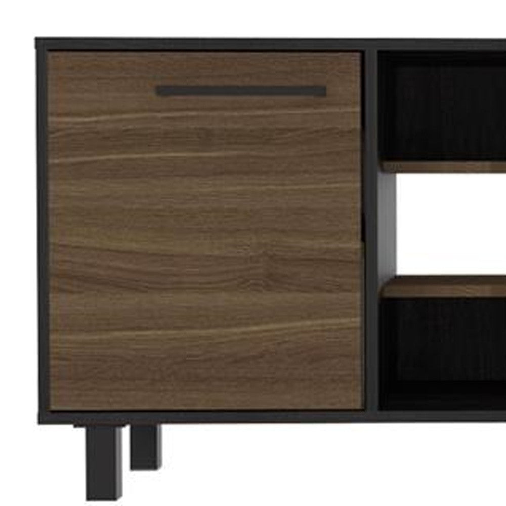 59" Black And Brown Wood TV Stand-4