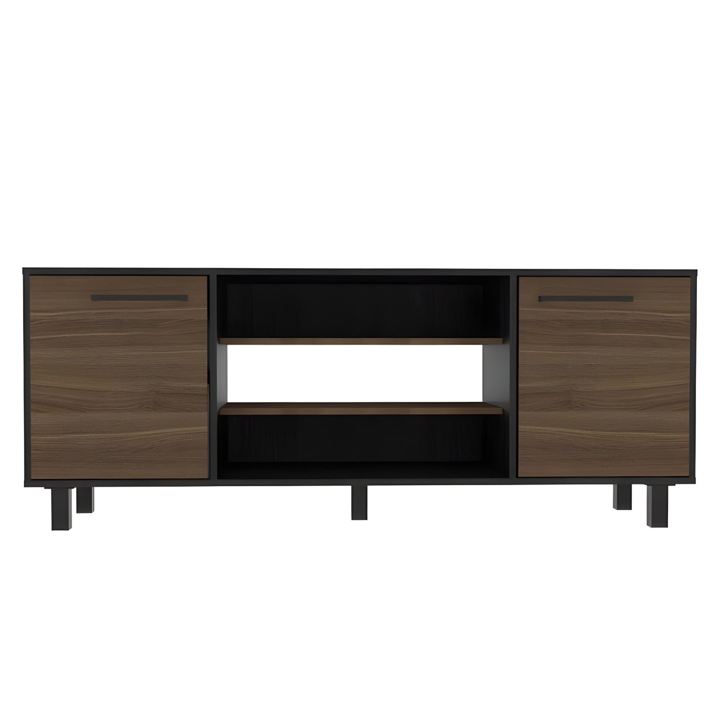 59" Black And Brown Wood TV Stand-2