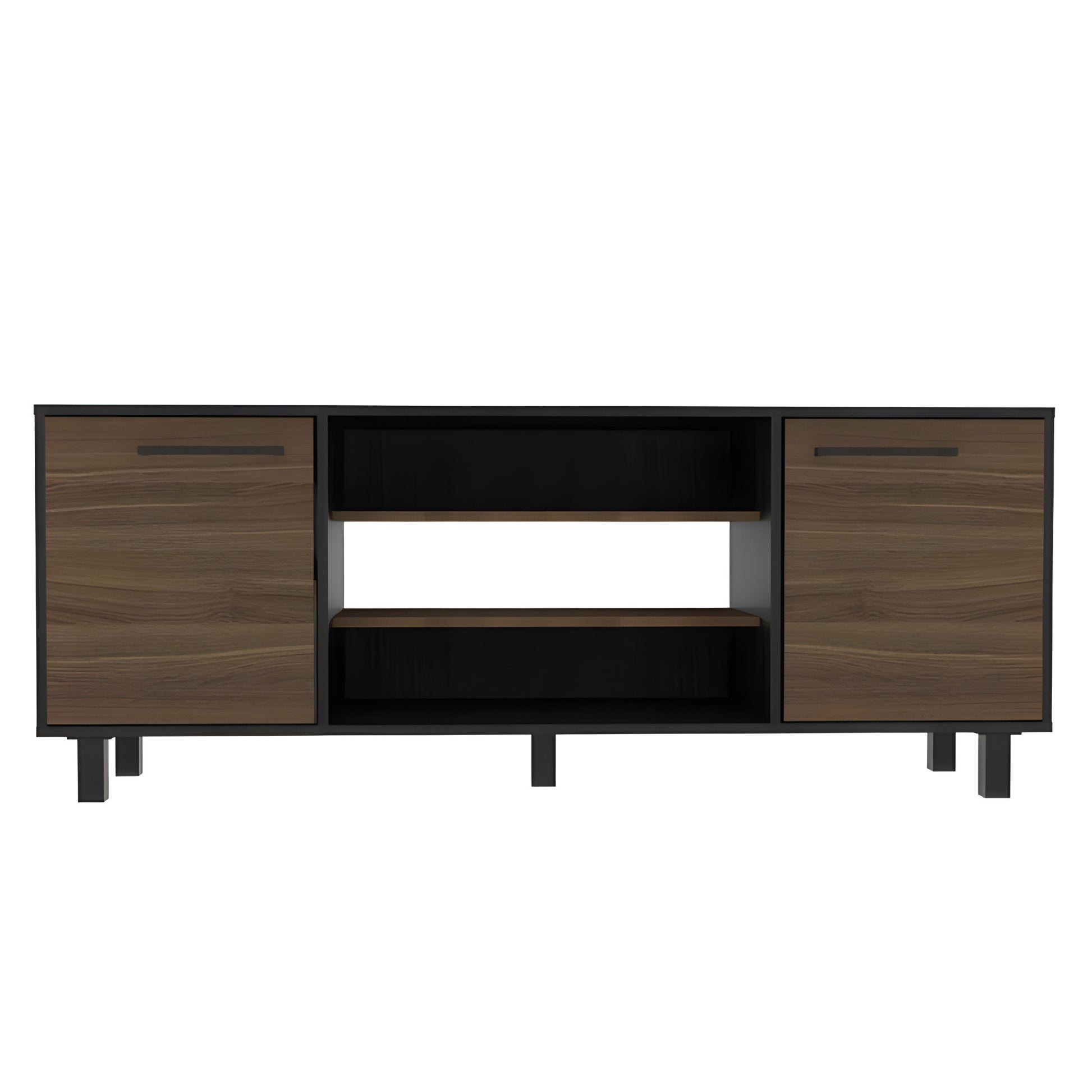 59" Black And Brown Wood TV Stand-2