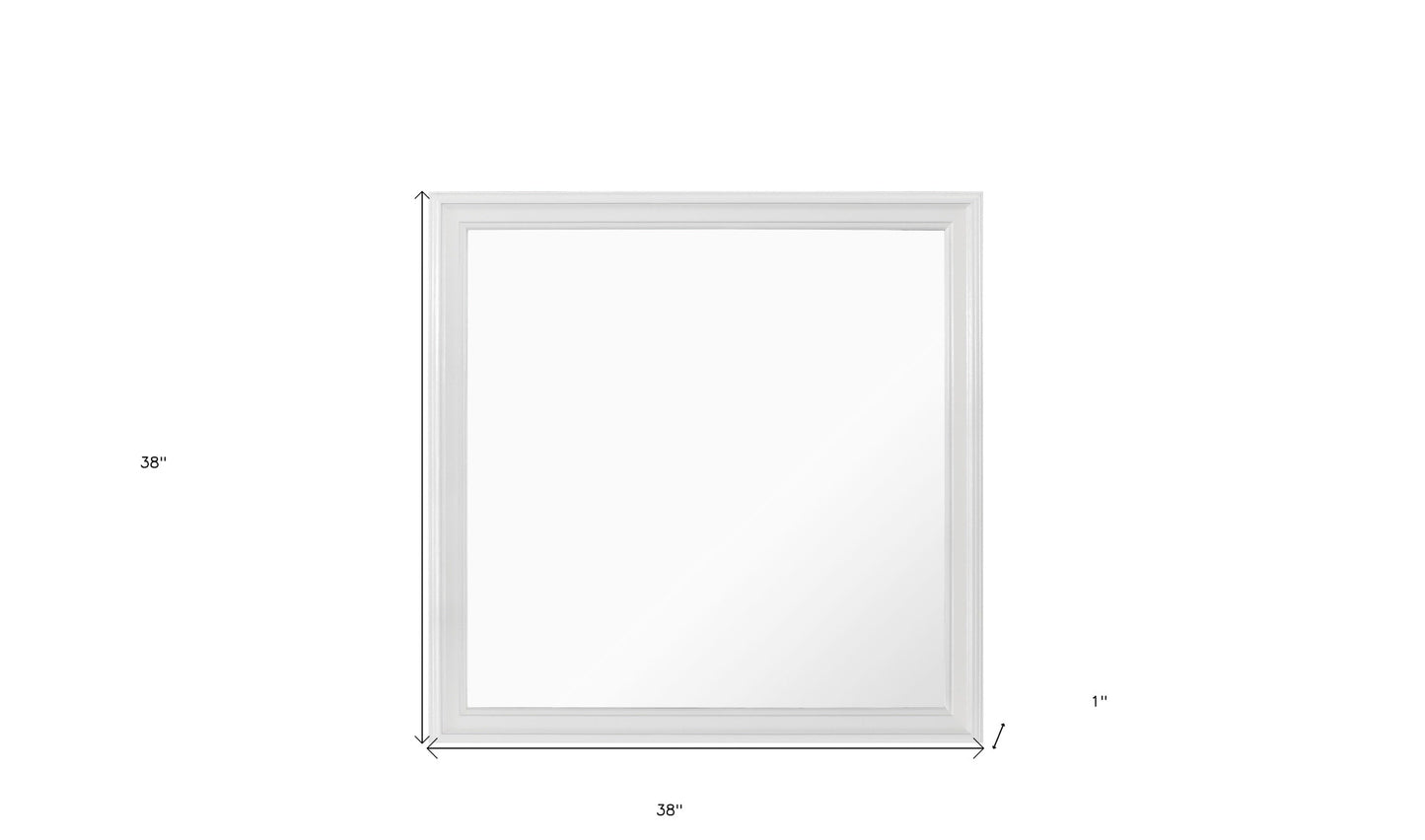 38" White Square Wood Framed Accent Mirror-4