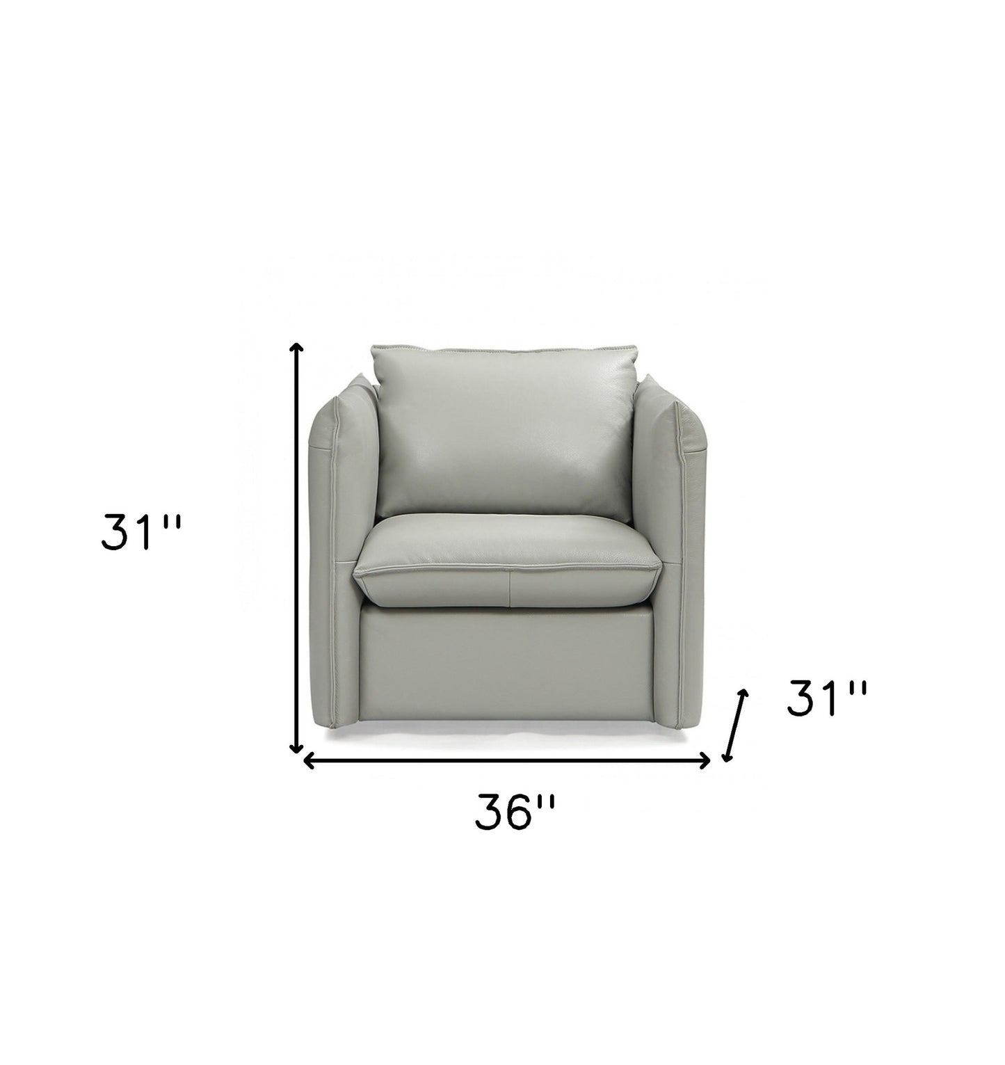 36" Gray And Silver Genuine Leather Swivel Lounge Chair-5