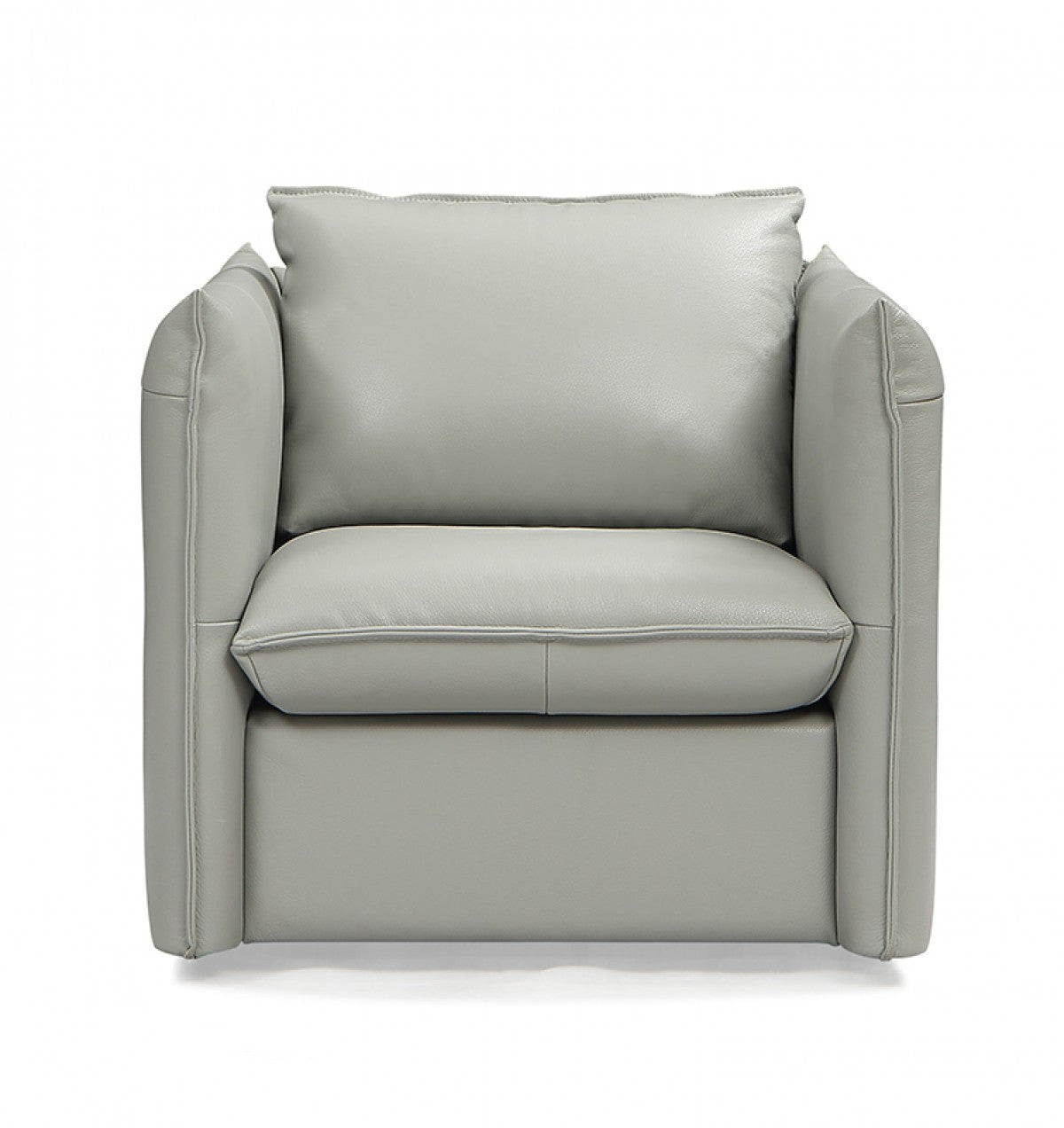 36" Gray And Silver Genuine Leather Swivel Lounge Chair-1
