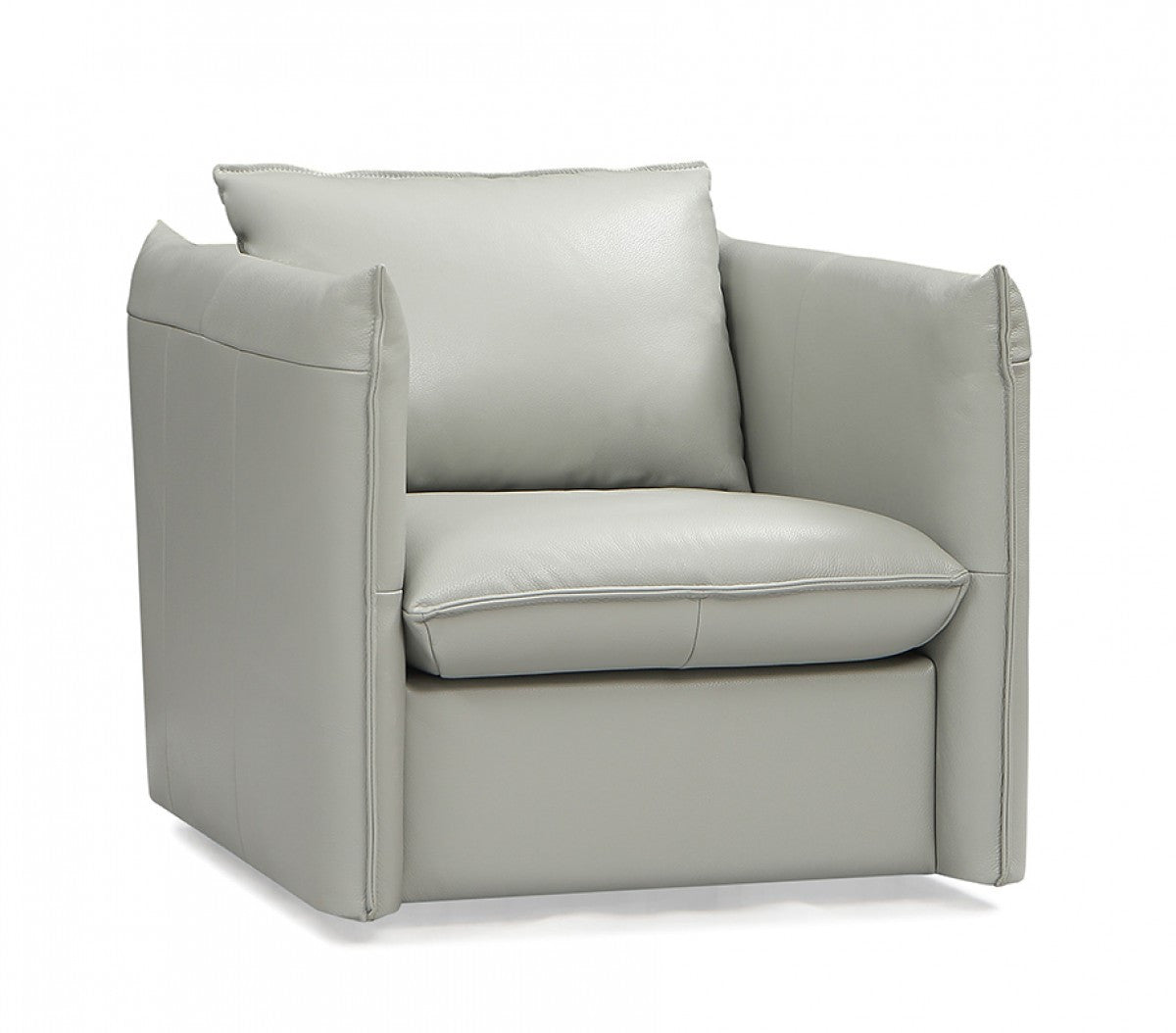 36" Gray And Silver Genuine Leather Swivel Lounge Chair-0
