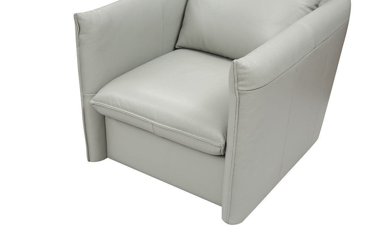 36" Gray And Silver Genuine Leather Swivel Lounge Chair-2