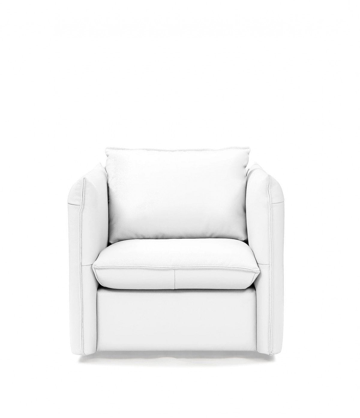 36" White And Silver Genuine Leather Swivel Lounge Chair-2