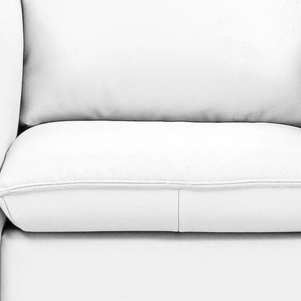 36" White And Silver Genuine Leather Swivel Lounge Chair-5