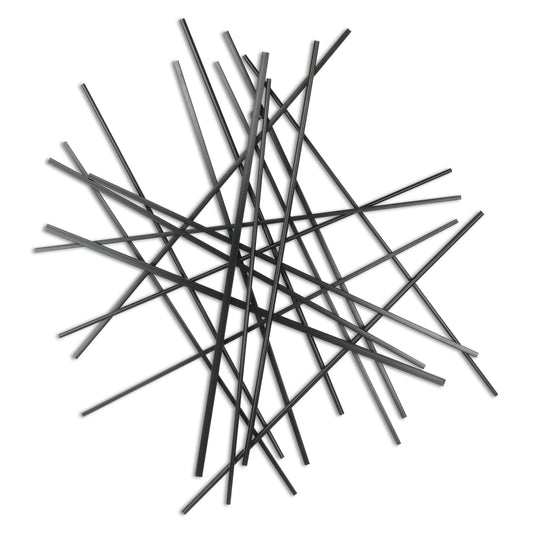 35" X 34" Black Metal Abstract Hanging Dimensional Sculpture-1