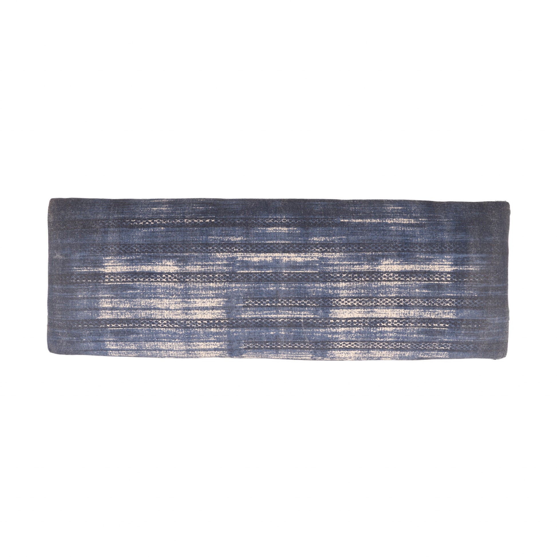 47" Blue And Cream Abstract Design Blue Leg Upholstered Bench-0