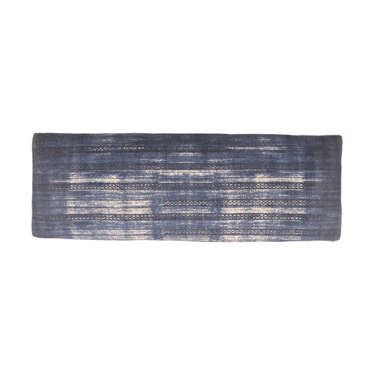 47" Blue And Cream Abstract Design Blue Leg Upholstered Bench-0