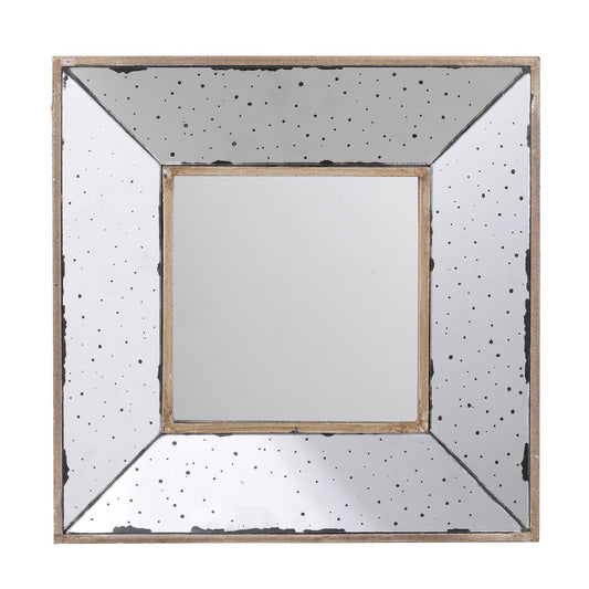 12" Square Wall Mounted Vintage Style Glass Frame Accent Mirror-1