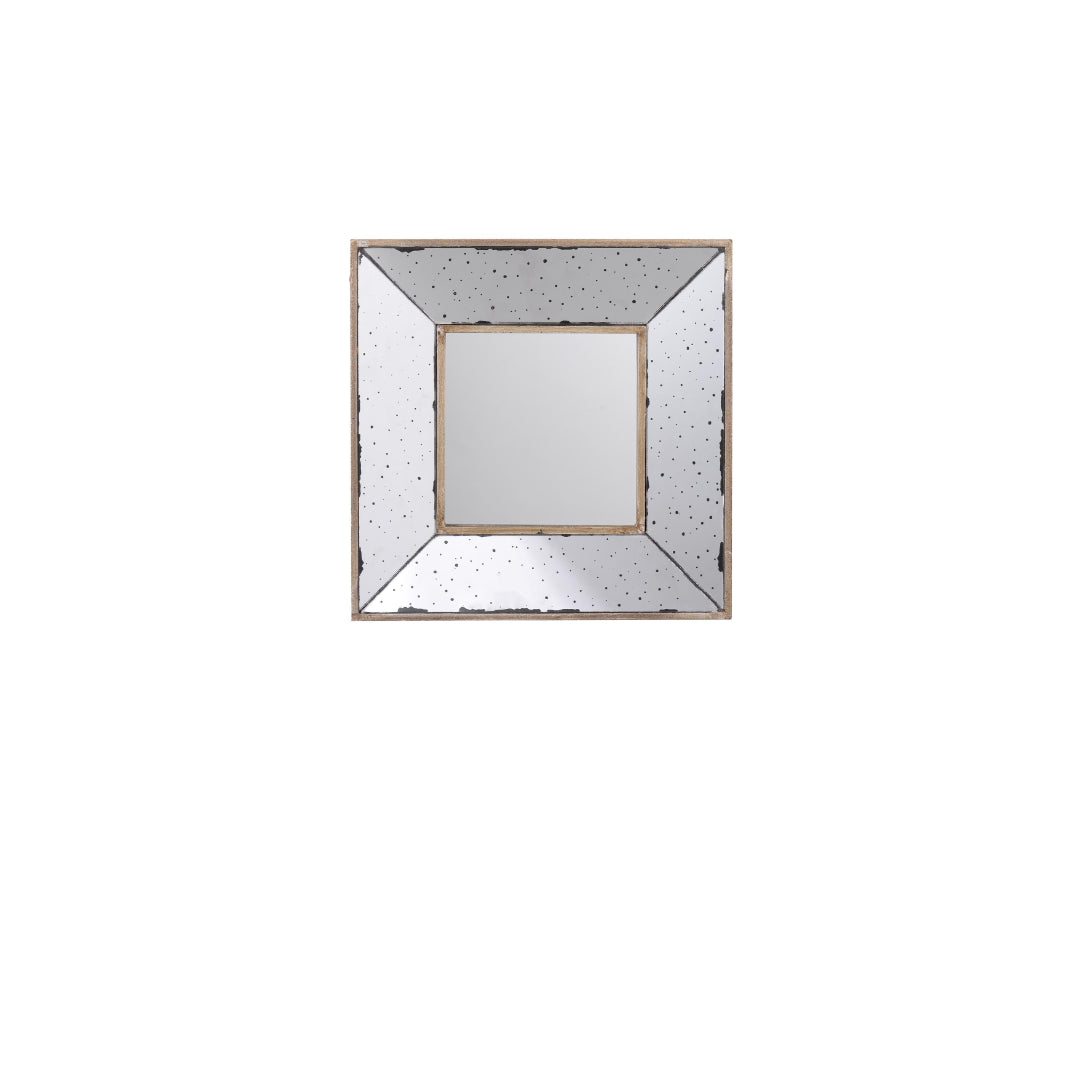 12" Square Wall Mounted Vintage Style Glass Frame Accent Mirror-3